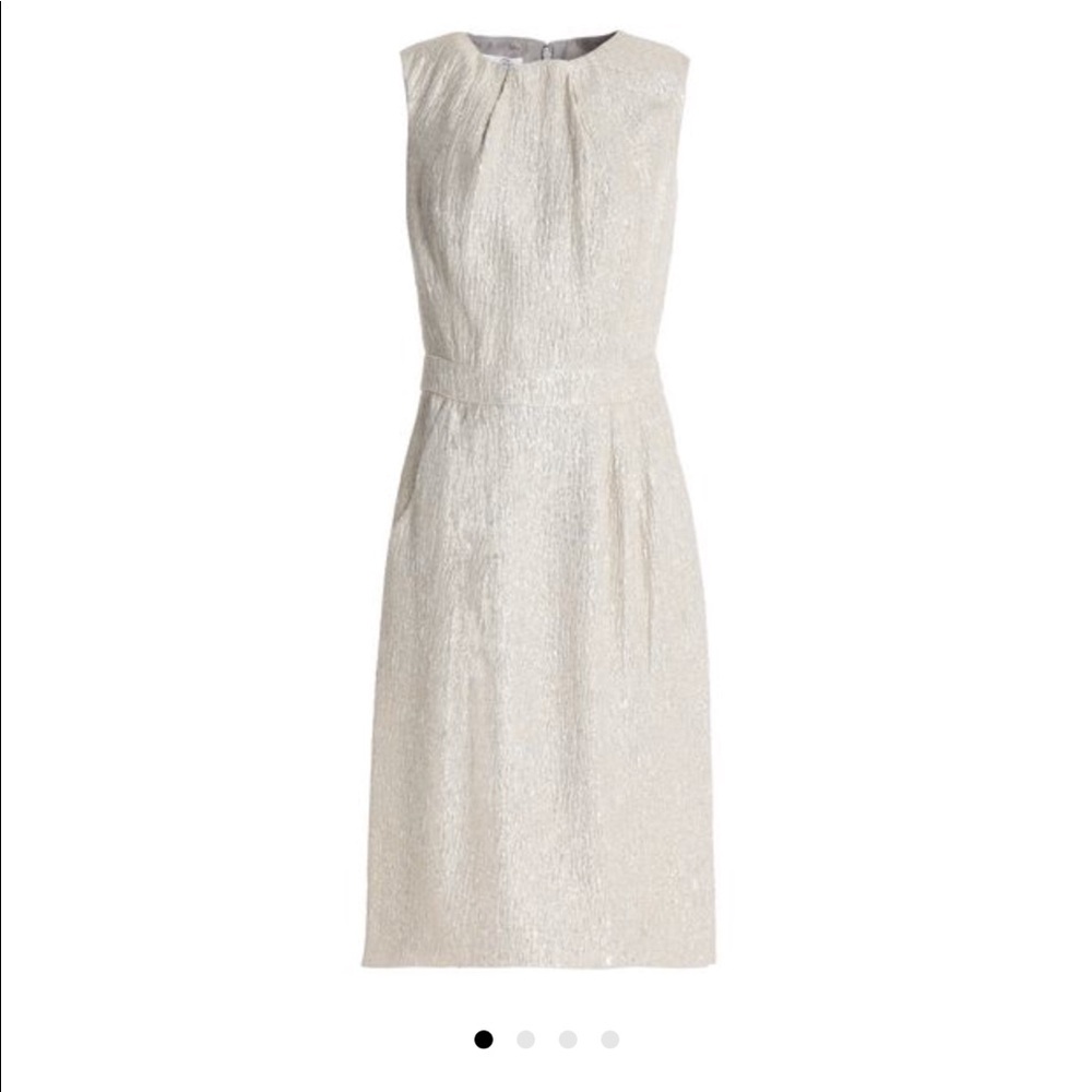 Oscar de la Renta Metallic Silk Cloque Dress